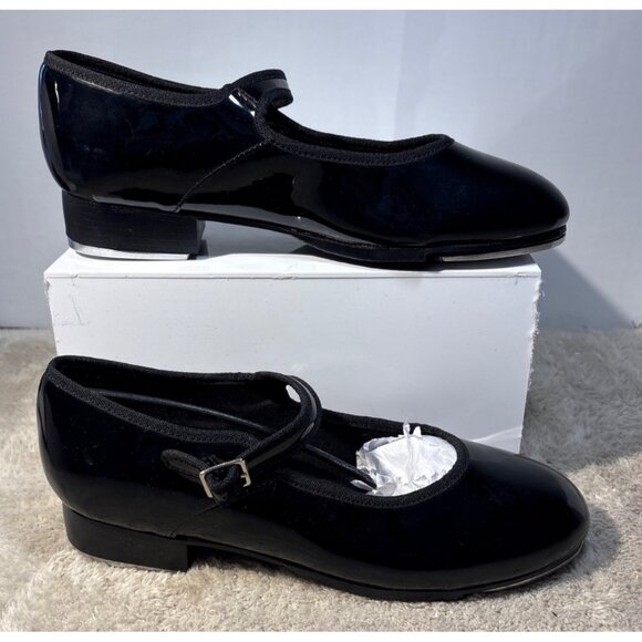Capezio Tap Shoes Womens Black Patent Leather Size 7.5M With Adjustable Strap - Picture 2 of 8